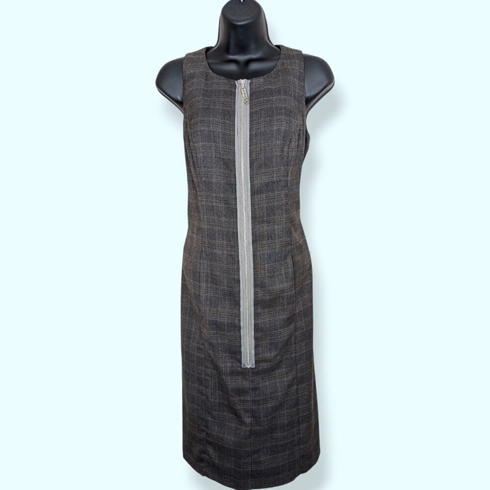 🍁Dominique de Sentino Brown Plaid Fitted Dress